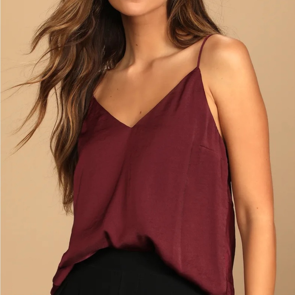 Lulus, Twist the Tale, Plum Purple, Satin, Twist Back Tank Top, Size Small